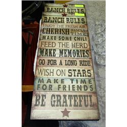 RANCH RULES WALL HANGING