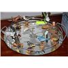 419  BIRD ORNAMENT COLLECTION ON MIRRORED TRAY