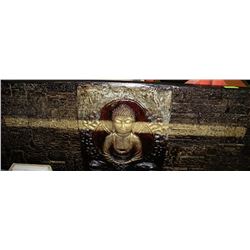 WOOD CARVED PAINTING OF BUDDHA
