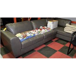 NEW GREY LEATHERETTE "L SHAPED" SECTIONAL