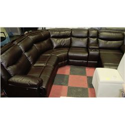 NEW BROWN LEATHER ELECTRIC RECLINING SECTIONAL