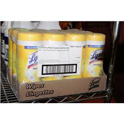 CASE OF LYSOL LEMON SCENTED DISINFECTANTING WIPES