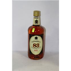 1.75L BOTTLE OF CANADIAN 83 WHISKY - 40%