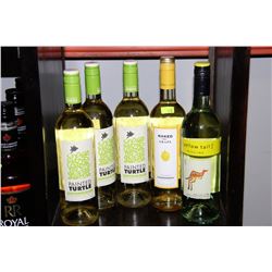 FIVE ASSORTED 750ML BOTTLES OF WHITE WINE