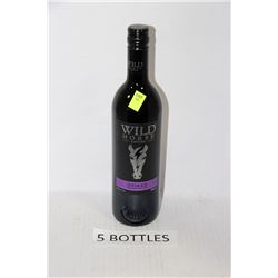 FIVE 750ML BOTTLES OF WILD HORSE SHIRAZ RED WINE