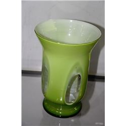 ESTATE GREEN & WHITE GLASS VASE