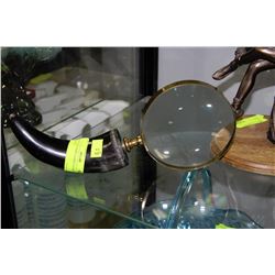 VINTAGE HORN HANDLE & BRASS LARGE