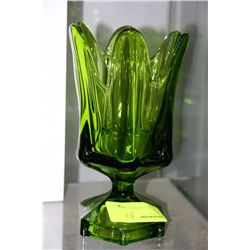 GREEN ART GLASS VASE