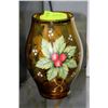 Image 1 : HAND PAINTED AMBER ART GLASS VASE