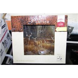 DEER PRINT GLASS PLATTER