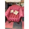 Image 3 : ANTIQUE BURGUNDY COUCH (78") AND CHAIR (36")
