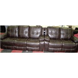 NEW BROWN LEATHERETTE RECLINING SOFA & LOVE SEAT