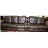 Image 1 : NEW BROWN LEATHERETTE RECLINING SOFA & LOVE SEAT
