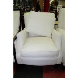 WHITE FABRIC ACCENT CHAIR
