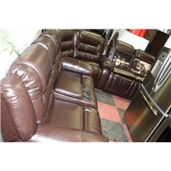 CHOCOLATE BROWN LEATHER RECLINING SECTIONAL