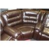 Image 3 : CHOCOLATE BROWN LEATHER RECLINING SECTIONAL