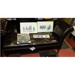 NEW BROWN LEATHERETTE STORAGE CHAISE LOUNGE