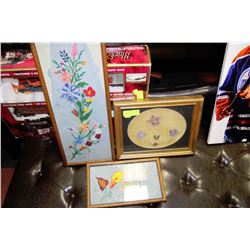 LOT OF 3 HANDMADE STITCHWORK PICTURES