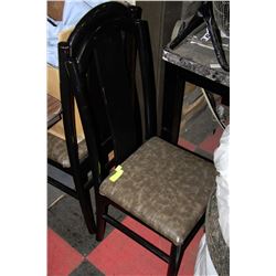 2 BLACK W/ GREEN LEATHER CHAIRS