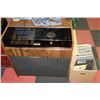 Image 1 : VINTAGE RECORD PLAYER WITH BOX OF RECORDS