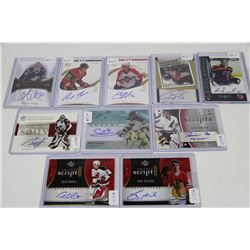 LOT OF 10 HOCKEY CARDS - AUTOS, ROOKIES& GOALIES