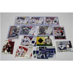 LOT OF 14 GAME USED JERSEY CARDS + 2 YOUNG GUNS