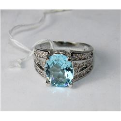 .925 SILVER RING - LAB CREATED BLUE TOPAZ