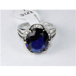 .925 SILVER RING - LAB CREATED SAPPHIRE
