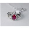 Image 1 : .925 SILVER RING - LAB CREATED RUBY + CZ