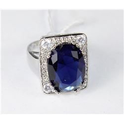 .925 SILVER RING - LAB CREATED CZ, SAPPHIRE