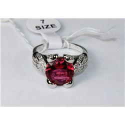 .925 SILVER RING - LAB CREATED RUBY