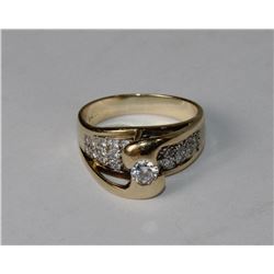 14K YELLOW AND WHITE GOLD LADIES DIAMOND RING