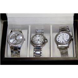 COLLECTION OF 3 WATCHES IN WOODEN CASE