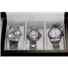Image 1 : COLLECTION OF 3 WATCHES IN WOODEN CASE