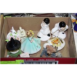 FLAT OF ASSORTED DECORATIONS & FIGURINES