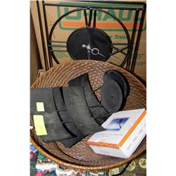 BASKET OF HOME DECOR - DIGITAL PIC FRAME, CLOCK