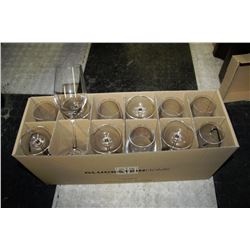 SET OF 12 GLUCKSTEIN HOME CRYSTAL WINE GLASSES