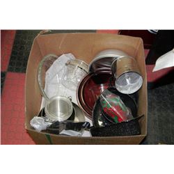 LARGE BOX OF BAKING PANS & SUPPLIES INCL.