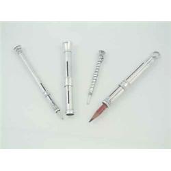 A silver propelling pencil, two others by S. Mordan & Co. and a smaller pencil....