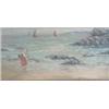 Image 1 : After William Marshall Brown oil on canvas, Girl gathering shells on the sea shore, Bears signatu...
