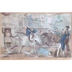 19th Century English School coloured lithograph, "John Gilpin!!", 10 x 15 ins....