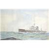 Image 1 : W Fred Mitchell watercolour, Battleship at sea, Signed, 14 x 21 ins....