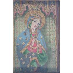 Russian School parcel gilt ikon, Virgin with seraph overhead, 9 x 6 ins....