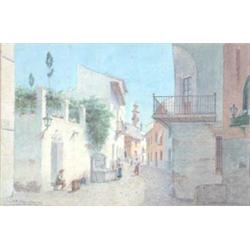 A Matazzedona watercolour, Italian street scene, Signed and dated 1909, 6 x 9.5 ins....