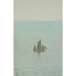 L Montagu watercolour, Fishing boat at sea, Signed, 9.5 x 6 ins....