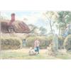 Image 1 : English School circa 1900 watercolour, Mother and children beside a water pump, Monogrammed B F,...