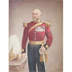 English School circa 1910 overpainted photograph, Portrait of an army officer, 7.5 x 5.5 ins....