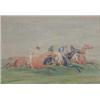 Image 1 : English School pair of overpainted prints, Horse racing scenes, 3 x 4.25 ins....