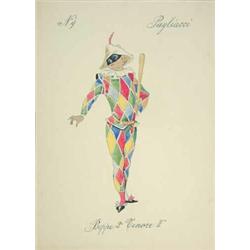 Pagliacci 15 unframed watercolours, Opera costume designs, 11.5 x 8 ins....