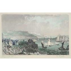 Victorian School 5 coloured engravings, Plymouth, 1828, 4 x 6 ins....